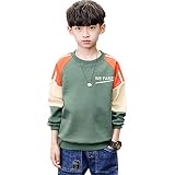 [YUEGUANG] 男の子 長袖tシャツ トレーナー キッズ カットソー 長袖 トップス スウェット ストレッチ 春秋 丸首 通気性 柔らかい おしゃれ 普段着 部屋着 カジュアル 120-170cm (オレンジ, 150cm)