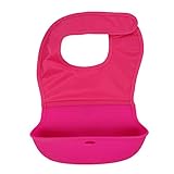 Domybest赤ちゃん ベビー用　シリコンビブ よだれかけ お食事エプロン 防水スタイ 立体型　食べこぼし防止　3色選択可能　 (バラ色)