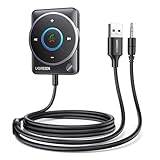UGREEN 最新Bluetooth 5.4 車載レシーバー、[強化された接続とノイズキャンセリング]、Bluetooth受信機 ブルートゥース化 USB式 Bluetooth5.4 Auxレシーバー、カーミュージック/ハンズフリー通話/ステレオオーディオ用 プラグ＆プレイ充電不要【TELEC認証済み】