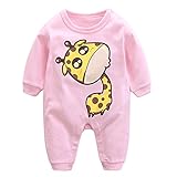 エルフ ベビー(Fairy Baby)新生児服 カバーオールロンパース 長袖 四季兼用 可愛い鹿柄 70cm ピンク