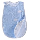 6重ガーゼ ベビー スリーパー 寝袋 オーガニックコットン オールシーズン パジャマキッズ(適応身長70cm-120cm) 雲 ブルー