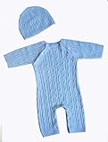 Tadpoles Cable Knit Romper and Hat Set, 0-3 Month, Blue by Sleeping Partners [並行輸入品]