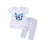 Cutelove 子供服 Tシャツ 半袖 Tシャツ＆パンツ 上下セット 花飾り プリント ズボン女の子 可愛い 春夏 ベビー