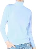 LM Cashmere 婦人服100%カシミヤセーター、冬保温できる長袖、体にふさわしいセーター (M, スカイブルー)