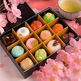 母の日ギフト 春季限定 四季の十二撰 ひとくち上生菓子詰合せ（黒漆箱・風呂敷包み） 和菓子 母の日メッセージカード付き