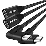 Thsucords 90度直角USB C 延長ケーブル 2M 2本入り Type C 3.2 Gen2 オス-メス 20Gbps 4K ビデオ延長コード MacBook iPad Pro Nintendo Switch スチームデッキ対応