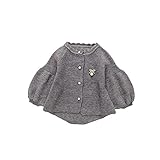 Pojour ベビー服 子供服 女の子ニットカーディガンセーター 冬 防寒 かわいい無地トップス おしゃれ 暖かい 厚手 綿 ベビールームウェア 普段着 カジュアル 旅行 記念日 プレゼント 丸首 グ