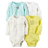 カーターズ Carter's 男女兼用SUPER CUTEアニマル長袖ボディスーツ4枚セット (6months(61-67cm)) [並行輸入品]