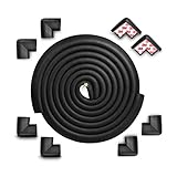 子ども年配者を安全に保護エッジクッション(2×2M) 子供用コーナーガード(8個入り),厚みのある,両面テープが予め貼ってあります (ブラック, 2×2M)