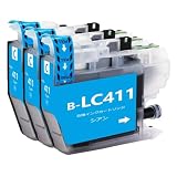 brother用インクカートリッジブラザー用LC411互換プリンターインク LC411C シアンC 3本セット対応機種：DCP-J526N/J528N/J914N/J915N/J926N-W/J926N-W/B /J928N-B/J1800N/ MFC-J904N/J905N/J739DN/DWN /J939DN/DWN大阪インク