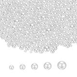 PATIKIL 穴なしパール ビーズ 3 mm 4mm 5mm 6mm 8mm 約1000個 プラスチック模造真珠 アクセサリーパーツ アートクラフト 宝石メイキング ネイル ネックレス 手芸 DIY用 ホワイト