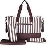 HUKOER　マザーズバッグ　3way　大容量　多機能　ハンドバッグ　ショルダーバッグ　シンプル　軽量 ベビー用品収納バッグ (褐色)