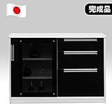 日本製 幅120cm リビングキャビネット ブラウン 完成品