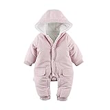 Baby Nest ベビー服 前開き カバーオール 防寒 秋冬用 長袖ロンパース フード付き 女の子 男の子 ピンク 6-9M