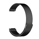 Rsien MOTO 360 2nd gen バンド ベルト マグネット ミラネーゼループ ステンレス 留め金製 メッシュ (22mm, ブラック)