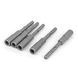 uxcell　六角ナットドライバー　金属　シルバーグレー　5個入り　丸シャンク　電動工具