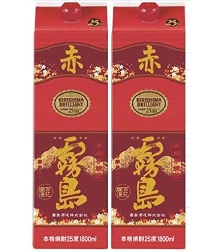 Amazon.co.jp: 赤霧島 25度 パック 1800ml×6本 芋焼酎 霧島酒造 新商品