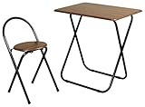 フォールディングテーブルセット (ブラウン) 【テーブルとチェアのセット/木目柄】