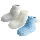 Amberetech ベビー 幼児用 純綿靴下 赤ちゃんソックス クリスマス靴下 保温 春秋冬 ベビーサンゴ絨靴下 毛玉飾り 保温性に優れ ベビーソックス3足セット　細工な体裁 キッズ 赤ちゃん 新生