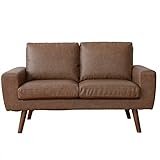山善(YAMAZEN) ポケットコイル ソファ 2人掛け PSF-130(BR) ビンテージブラウン(合皮)