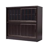 日本製(大川) 天然木桐材 うづくり仕上げ茶たんす高さ87 ブラウン 1893