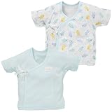 西松屋 [EFD] 2枚組短肌着（くま＆うさぎ柄） 【新生児50-60cm】　ブルー