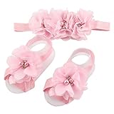 Elevin(TM) Children Baby Cute Flower Barefoot Sandal Shoes with Headband (Pink) by Elevin(TM)