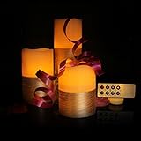 micandleピラーFlameless Candles – Set of 3 RealオレンジワックスちらつきフレームレスキャンドルLEDピラーキャンドル、電池式 CDL343W59-8-zq