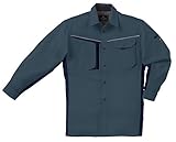 KR:25598 長袖制電シャツ (男女兼用 ストレッチ)(LL 48: チャコールグレー×ネイビー)