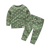 PANCY 子供服 春秋冬 トレーナー 長袖 ルームウェア ロングパンツ 上下セット 男の子 女の子 可愛い くま柄 プリント(100cm,グリーン)