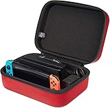 Amazonベーシック Nintendo Switch専用まるごと収納バッグ ハードケース 持ち運び用 30×12×23cm レッド