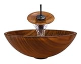 Aurora Sinks A20-ORB-G Bathroom Ensemble with Grid Drain Glass Vessel Sink Ring and Waterfall Faucet