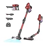 掃除機25Kpaの超強力吸引スティッククリーナー サイクロン式 400W 2段強弱切替 7*2500mAh電池長時間運転 LEDライト付き多