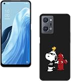 ZKVK OPPO reno 7a ケース スヌーピー 保護カバー おっぽりの7a スマホケース 韓国 TPU スリム 軽量 衝撃吸収 ワイヤレス充電対応 ケース (スヌーピー B, OPPO Reno7A)