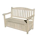 SINAPP ガーデンベンチ ストッカー 屋外 木製 収納庫 付きベンチ テラス SIK2165 ホワイト