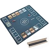 Dnoymab フルサイズ プレイマット 60×60cm 折り目なし TCG ラバー カードゲーム用 マット トレーディング 2人用 滑り止め 全面縫製 安定感向上 収納バッグ付き（厚手3mm 紺）