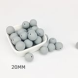 Mamimami Home シリコーン製 安全歯固め ビーズ 20MM 授乳看護用 ネックレス おしゃぶりチェーン 幼児 噛がため玩具 新生児贈り物 DIY用 円形 アクセサリー 17色選択可能 50
