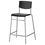 IKEA(イケア) STIG 63 cm 10161525 バースツール 背もたれ付き、ブラック、シルバーカラー