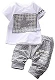 C-Princess 半袖 Tシャツ ズボン セットアップ 子供服 幼児 ベビー キッズ 男の子 普段着 カジュアルシャツ ロングパンツ 星柄 可愛い 春夏 グレー 80