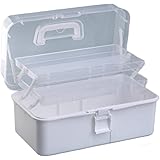 Asdays ツールボックス 大容量 収納ボックス 多機能 折り畳み 3段式 工具 小物入れ 裁縫道具 取っ手付き (ホワイト)