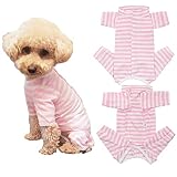 KUVEELA PET 犬 術後服 長袖 術後ウェア 術後カバー服 オス メス 虫よけ対策 避妊 離乳 傷口保護 皮膚病 通気 小型犬 中型犬（ＳＳ、ピンクボーダー）