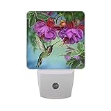 Alaza Hummingbird Flower floral LED Night Light Dusk to Dawnセンサープラグin Night Home Decorデスクランプfor Adul