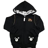 ダブルＢ　DOUBLE.B (mikihouse) 編みベアつきパーカー 100cm 黒(05)