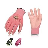 Vgo 作業用手袋 ニトリルグローブ ゴム手袋 背抜き 女性用 3双入(Size S/M/L, Red, Pink, Black) S