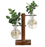 ヴィンテージ 木製枠 フラスコ 型 ガラス 花瓶 水耕栽培 (2個)