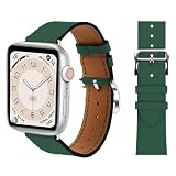 [Valorex] アップルウォッチ バンド ベルト 革 おしゃれ レディース メンズ イタリア製レザー 38mm 40mm 41mm/42mm 44mm 45mm 49mm 全機種対応 (グリーン, 38/40/41/42mm Mサイズ)