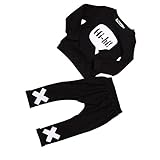 Dovewill 0-2歳　赤ちゃん　コットン　服　長袖　Tシャツ　ズボン　衣装　スーツ　通気性　柔らかい　快適　素敵　ブラック　全4サイズ - 90