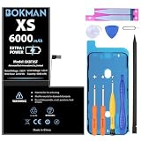Bokman for iPhone XS バッテリー 大容量 6000mAh 0サイクルバッテリー 交换 修理キット付属 PSE 認証 専門標準工具セット パーツ ブラック