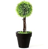 【DOLCELE】ドルセレ 人工観葉植物 インテリア フェイク グリーン 光触媒 造花 トピアリー ボール (グリーンG×鉢ブラック)