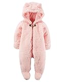 カーターズ ロンパース carter's 男女兼用モコモコフリース立体3D耳フードx足つきカバーオール (newborn(-55cm), パウダーピンク) [並行輸入品]